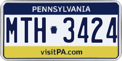 PA license plate MTH3424