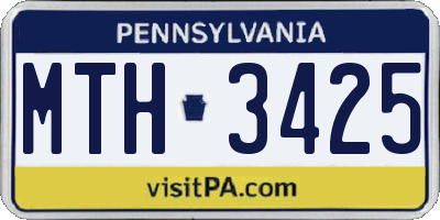 PA license plate MTH3425
