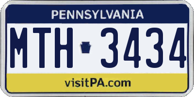 PA license plate MTH3434