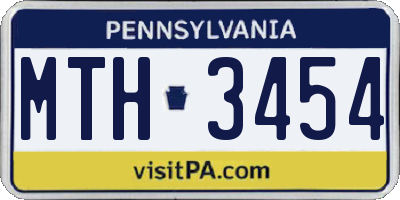 PA license plate MTH3454