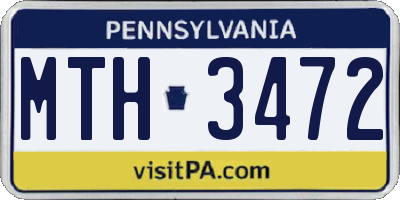 PA license plate MTH3472
