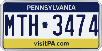PA license plate MTH3474
