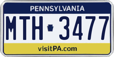 PA license plate MTH3477