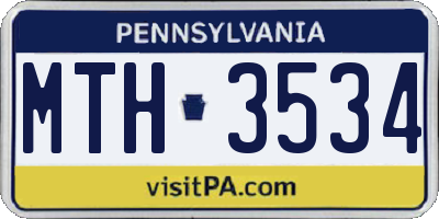 PA license plate MTH3534
