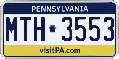 PA license plate MTH3553