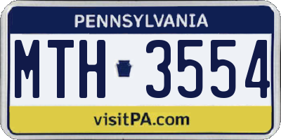 PA license plate MTH3554