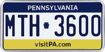 PA license plate MTH3600