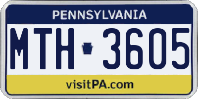 PA license plate MTH3605