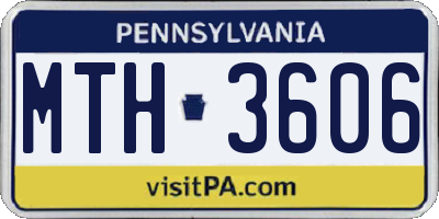 PA license plate MTH3606
