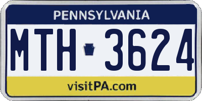 PA license plate MTH3624