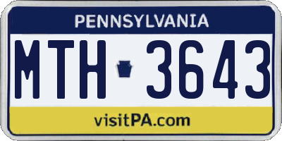 PA license plate MTH3643