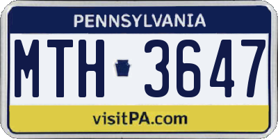 PA license plate MTH3647