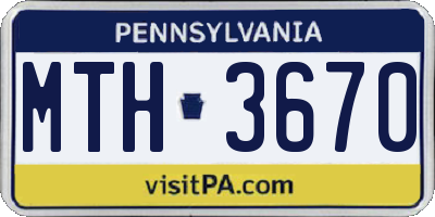 PA license plate MTH3670