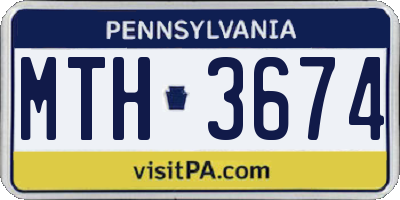 PA license plate MTH3674
