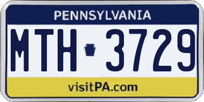 PA license plate MTH3729