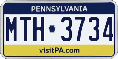 PA license plate MTH3734