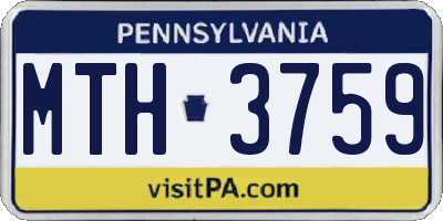 PA license plate MTH3759