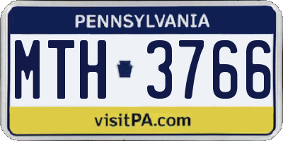 PA license plate MTH3766