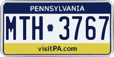 PA license plate MTH3767