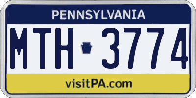 PA license plate MTH3774
