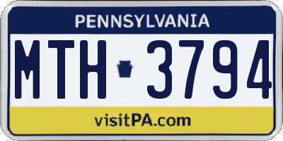 PA license plate MTH3794