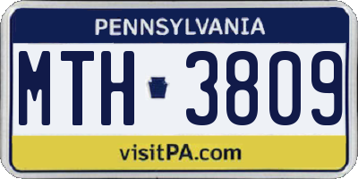 PA license plate MTH3809