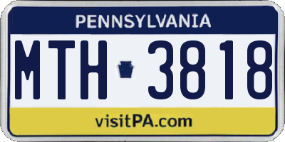 PA license plate MTH3818