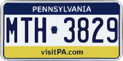PA license plate MTH3829
