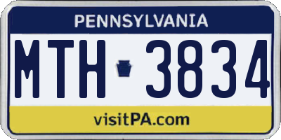PA license plate MTH3834