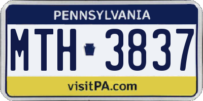 PA license plate MTH3837