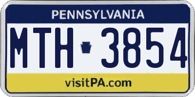 PA license plate MTH3854