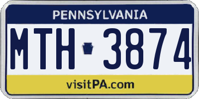 PA license plate MTH3874