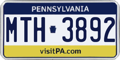 PA license plate MTH3892