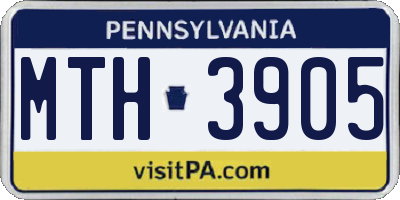 PA license plate MTH3905