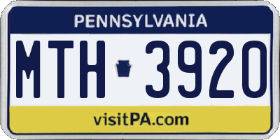PA license plate MTH3920