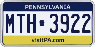 PA license plate MTH3922
