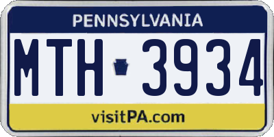 PA license plate MTH3934
