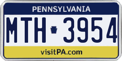 PA license plate MTH3954