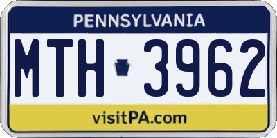 PA license plate MTH3962