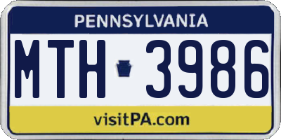 PA license plate MTH3986