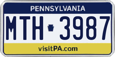 PA license plate MTH3987