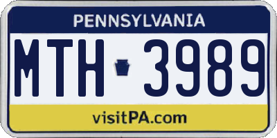 PA license plate MTH3989