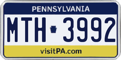 PA license plate MTH3992