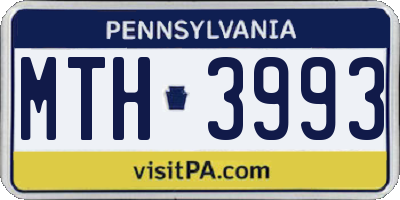 PA license plate MTH3993