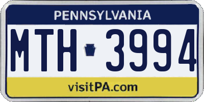 PA license plate MTH3994