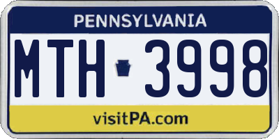 PA license plate MTH3998
