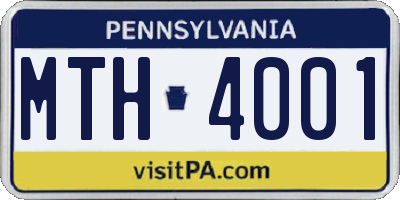 PA license plate MTH4001