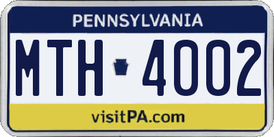 PA license plate MTH4002