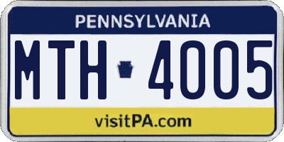 PA license plate MTH4005