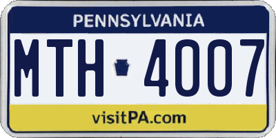 PA license plate MTH4007
